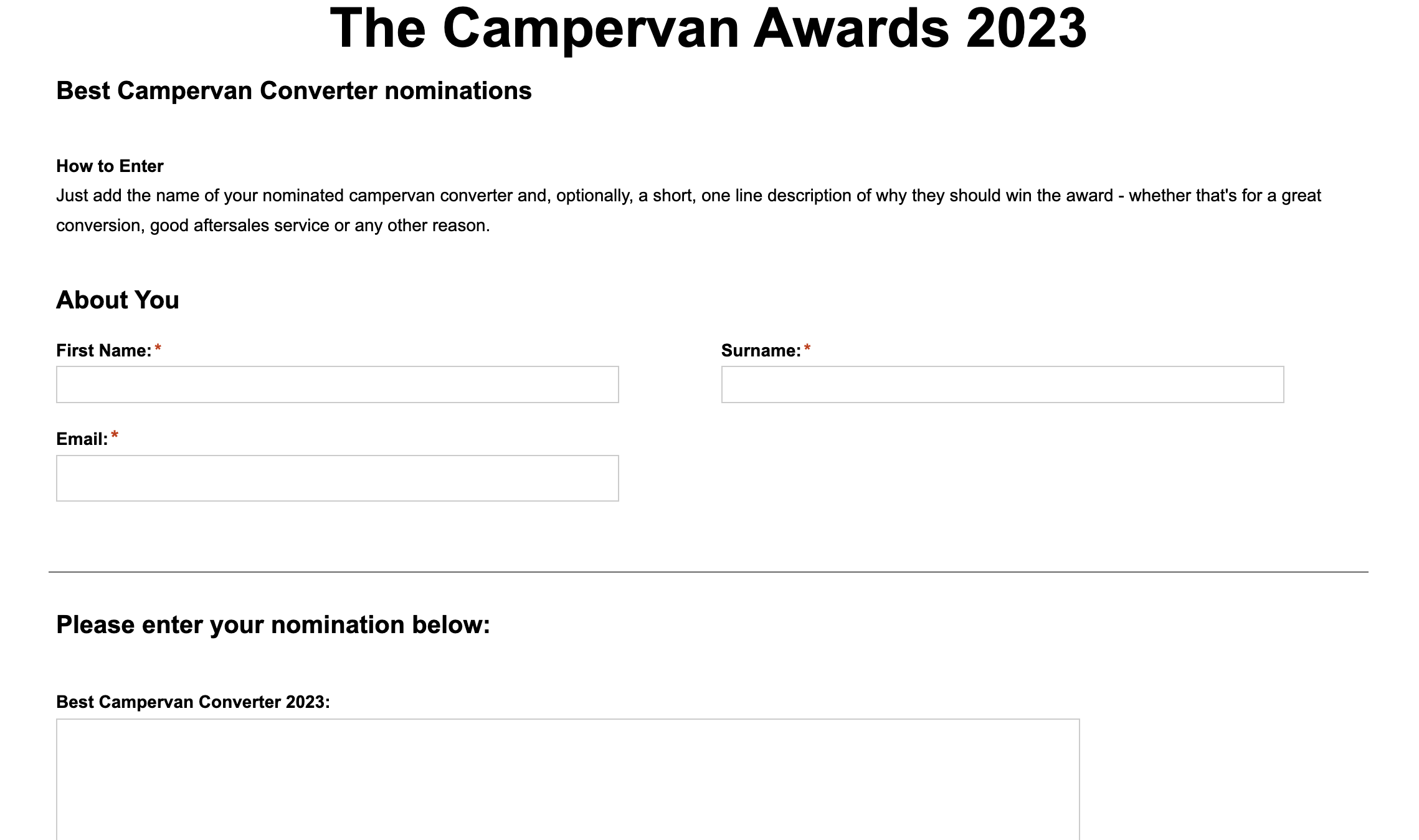 Campervan Awards 2023