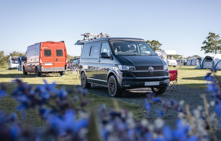 Campervan pitched up