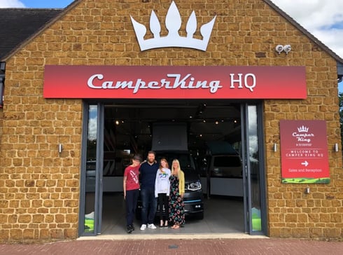 Barry and family collecting one of their vans from CamperKing