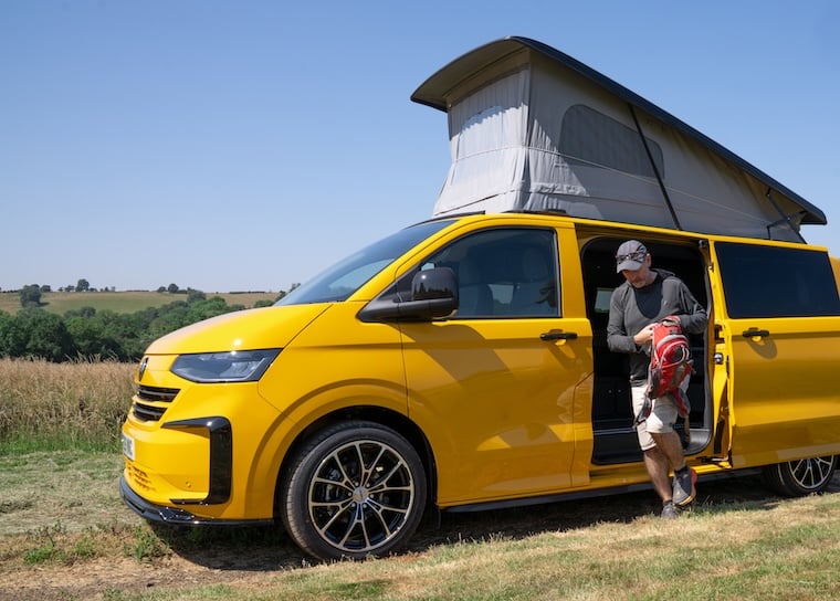 Heading off from a walk from the VW T7 Freedom