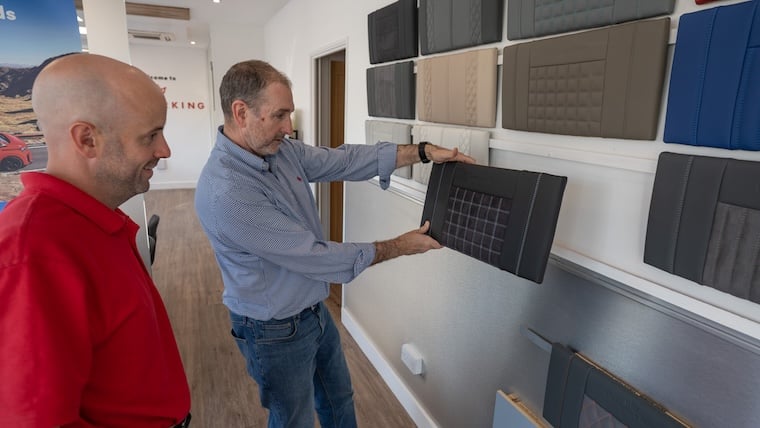 Surrey showroom Aiden and Simon in configure area